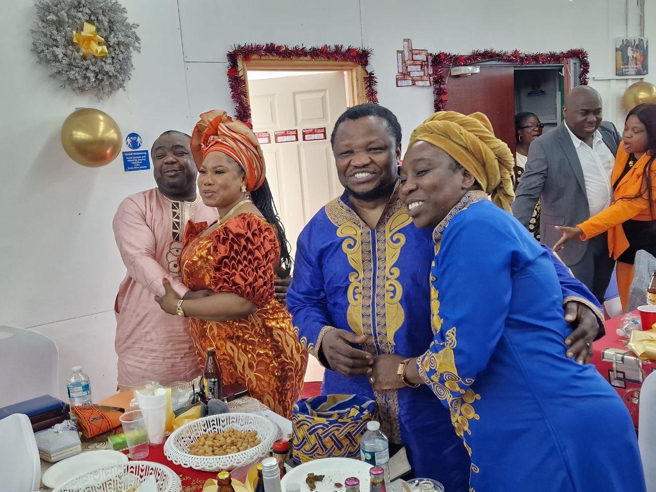 A joyful couple celebrating together at a ministry event
